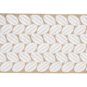 Berkeley Tape Wide Ivory On Natural 70658 by Schumacher Trim
