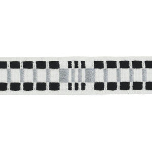 Carmo Tape Narrow Silver & Black 78991 by Schumacher Trim