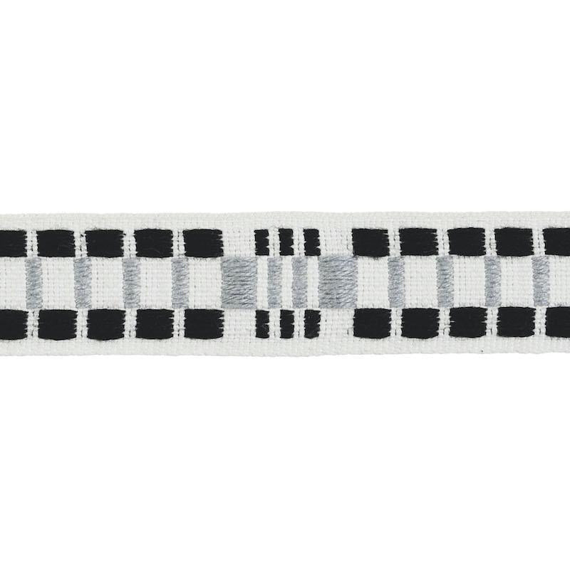 Carmo Tape Narrow Silver & Black 78991 by Schumacher Trim Stephanie Seal Brown - Fabric Carolina -