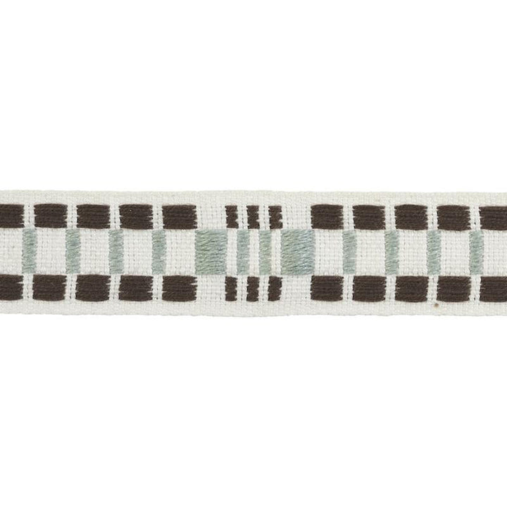 Carmo Tape Narrow Sage 78992 by Schumacher Trim Stephanie Seal Brown - Fabric Carolina -