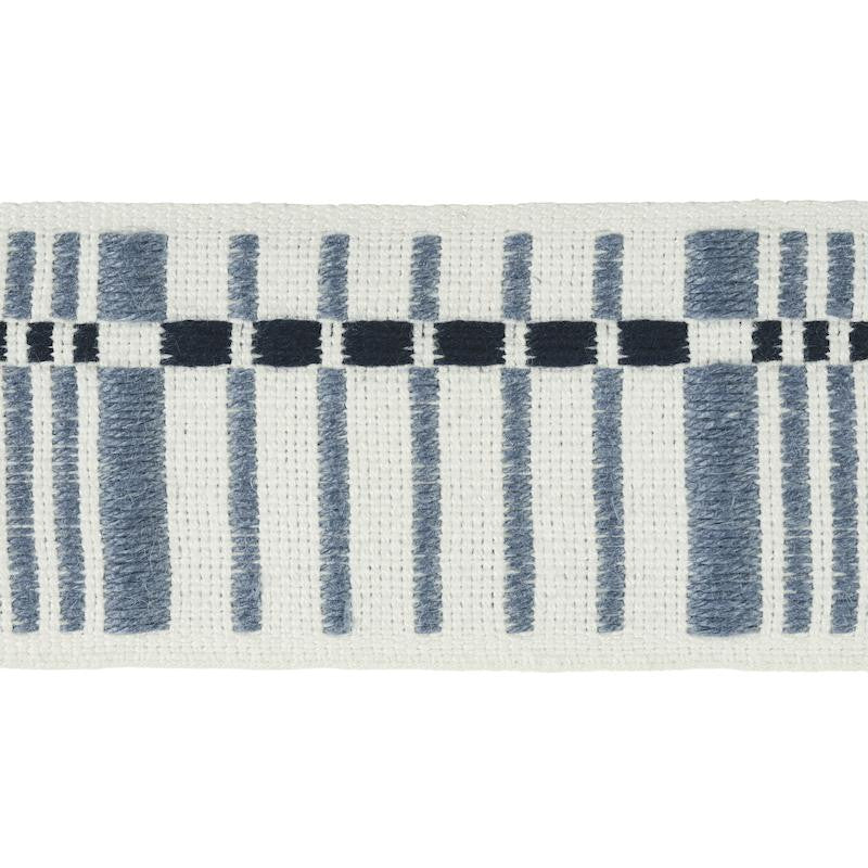 Carmo Tape Medium Indigo 79000 by Schumacher Designer Trim Stephanie Seal Brown - Swanky Fabrics -