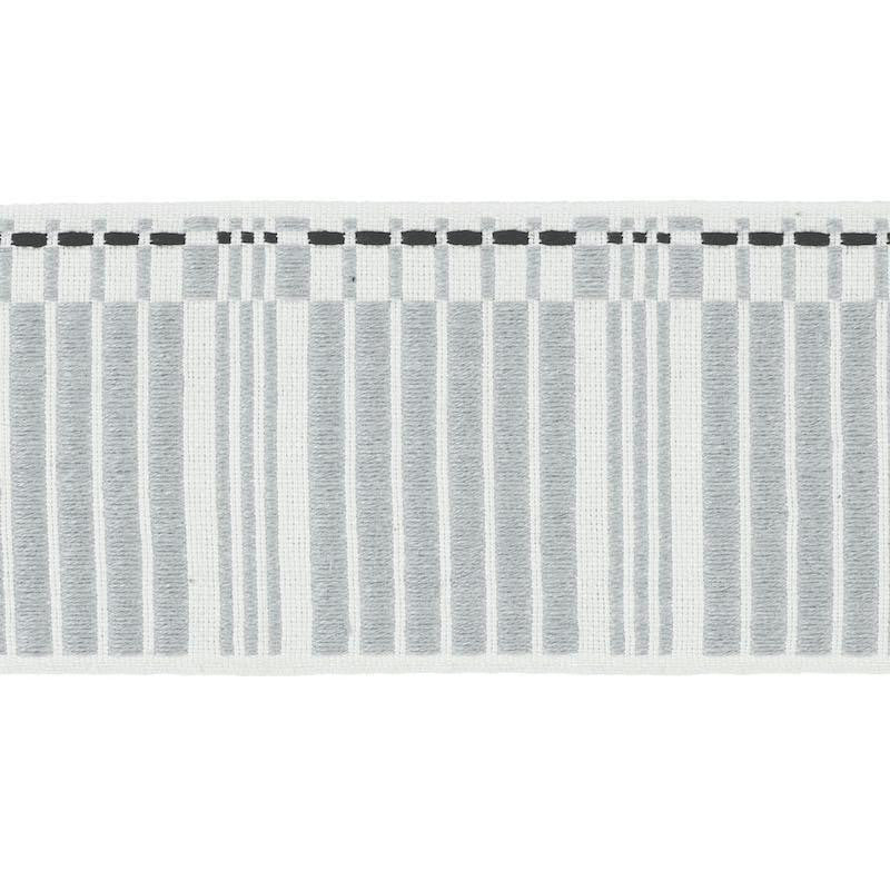 Carmo Tape Wide Silver & Black 79211 by Schumacher Designer Trim Stephanie Seal Brown - Swanky Fabrics -
