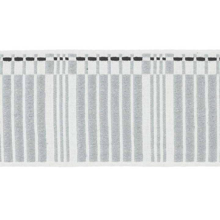 Carmo Tape Wide Silver & Black 79211 by Schumacher Designer Trim Stephanie Seal Brown - Swanky Fabrics -