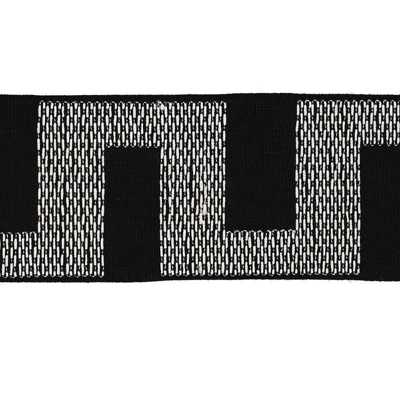 Matrix Tape Ivory On Black 79931 by Schumacher Designer Trim Happy Together 3.75" - Swanky Fabrics -