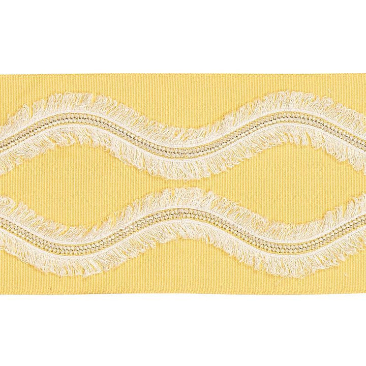 Ogee Embroidered Tape Yellow 74333 by Schumacher Trim Bohemia 4.0" - Fabric Carolina -