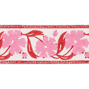 Adra Hand Blocked Tape Pink & Red 74403 by Schumacher Trim