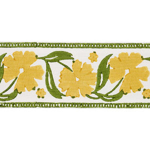 Adra Hand Blocked Tape Yellow & Green 74404 by Schumacher Trim