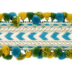 Maracana Pom Tape Blue 75655 by Schumacher Trim