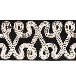 Freeform Embroidered Tape Black 76733 by Schumacher Trim