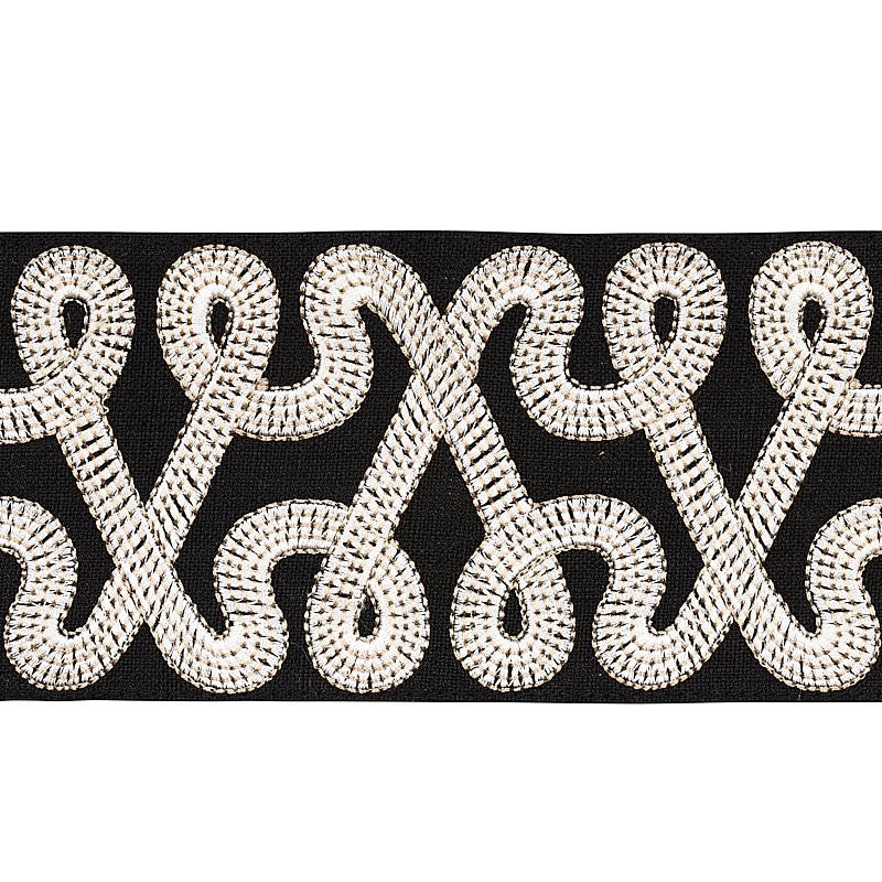 Freeform Embroidered Tape Black 76733 by Schumacher Trim Natura 3.88" - Fabric Carolina -