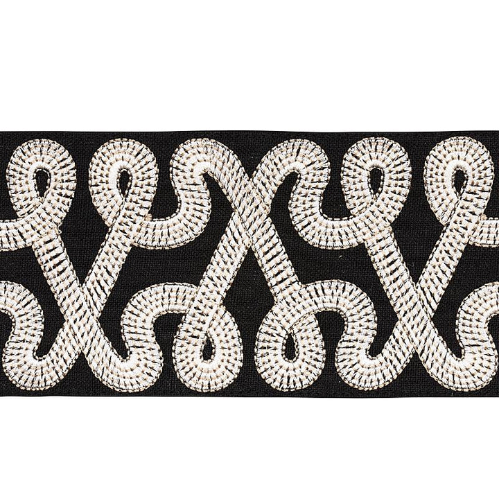 Freeform Embroidered Tape Black 76733 by Schumacher Trim Natura 3.88" - Fabric Carolina -