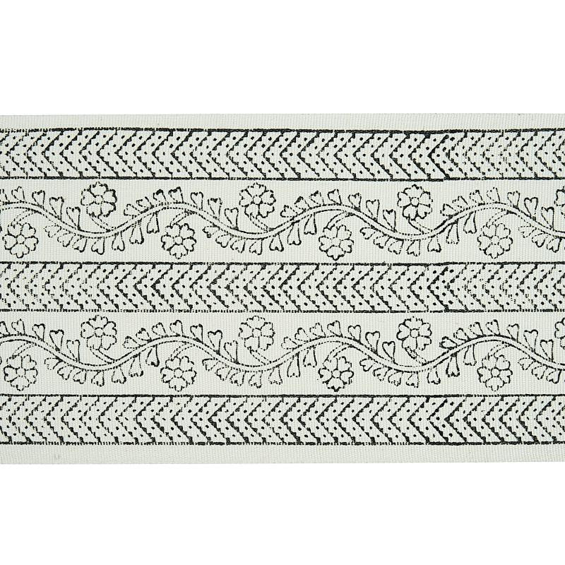 Arbela Hand Blocked Tape Charcoal 78440 by Schumacher Designer Trim Jacaranda 4.25" - Swanky Fabrics -