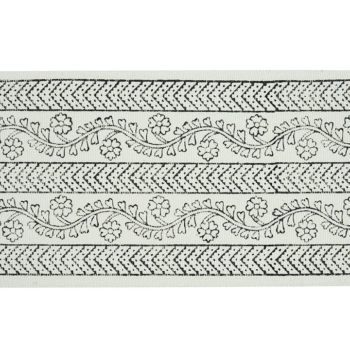 Arbela Hand Blocked Tape Charcoal 78440 by Schumacher Designer Trim Jacaranda 4.25" - Swanky Fabrics -