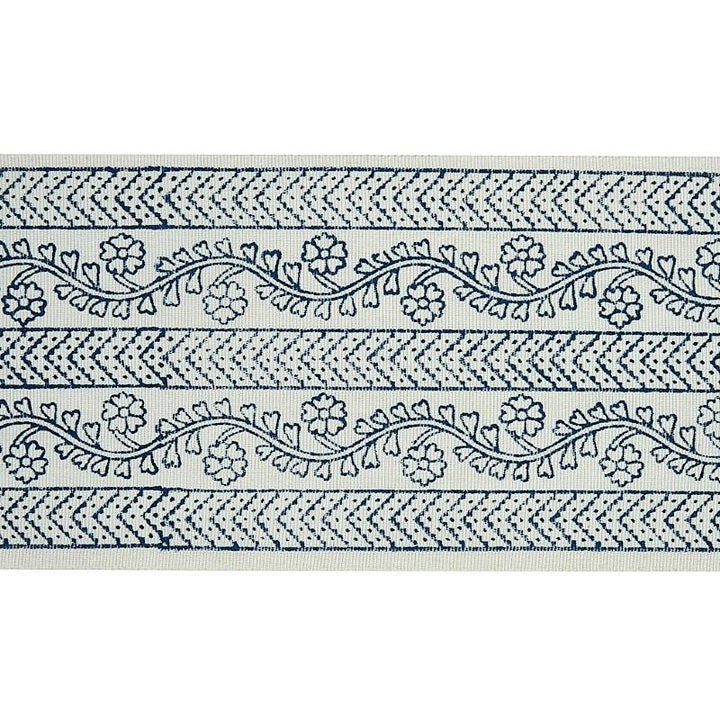Arbela Hand Blocked Tape Indigo 78441 by Schumacher Trim Jacaranda 4.25" - Fabric Carolina -