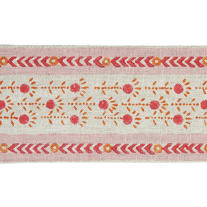 Pica Bella Hand Blocked Tape Pink & Orange 79100 by Schumacher Trim Jacaranda - Fabric Carolina -
