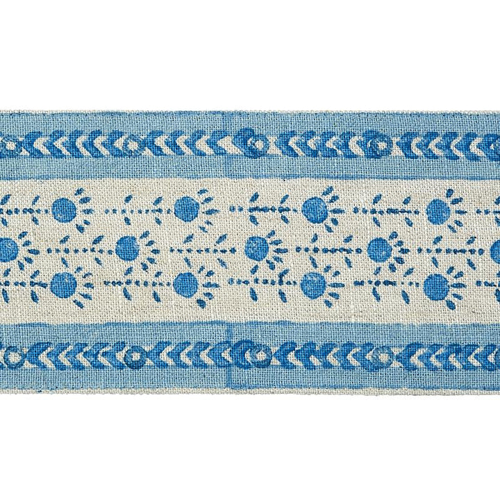 Pica Bella Hand Blocked Tape Blue 79101 by Schumacher Designer Trim Jacaranda - Swanky Fabrics -