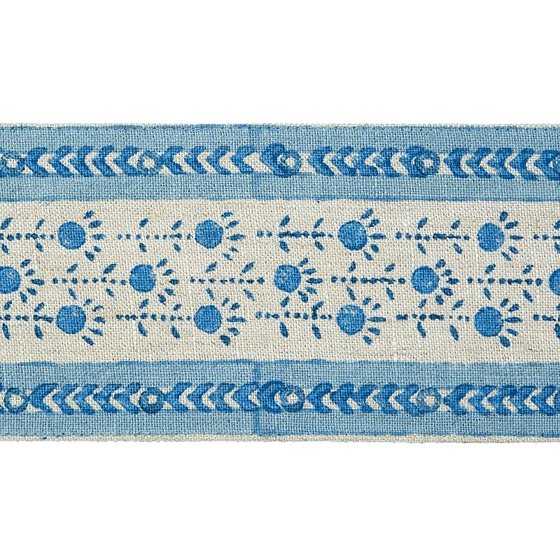 Pica Bella Hand Blocked Tape Blue 79101 by Schumacher Trim Jacaranda - Fabric Carolina -