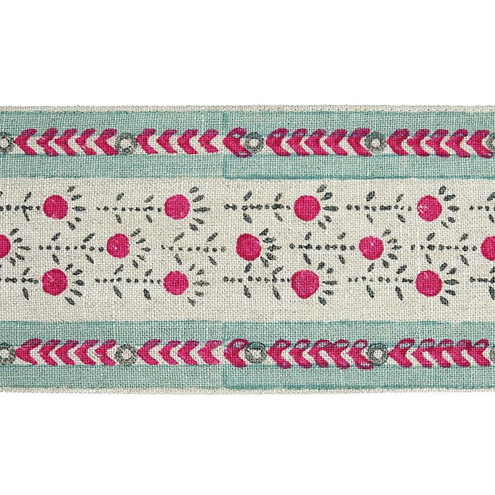 Pica Bella Hand Blocked Tape Magenta & Pistachio 79102 by Schumacher Trim Jacaranda - Fabric Carolina -