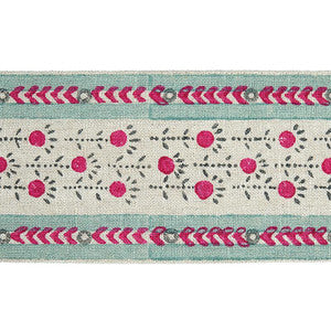 Pica Bella Hand Blocked Tape Magenta & Pistachio 79102 by Schumacher Trim
