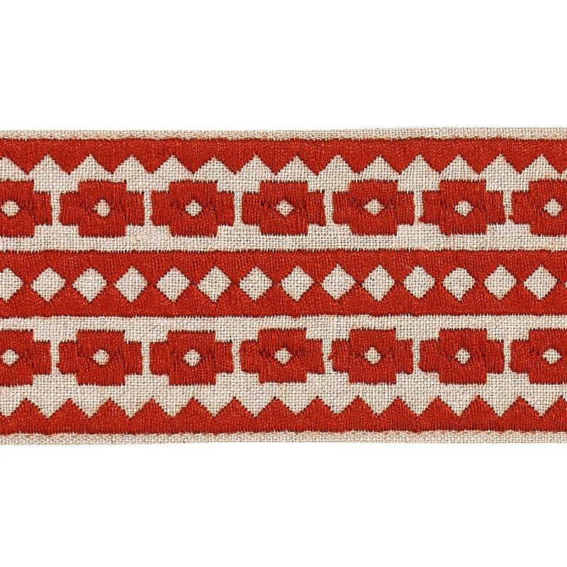 Talitha Tape Terracotta On Natural 79921 by Schumacher Trim Bohemia - Fabric Carolina -