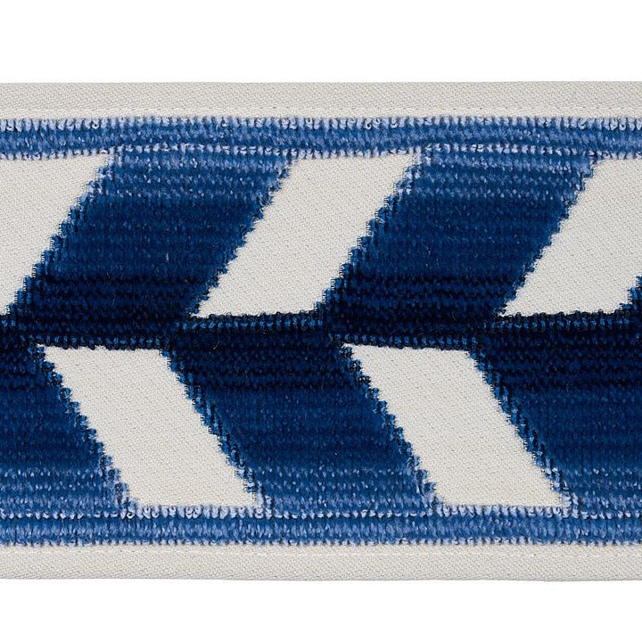 Chevron Strie Velvet Tape Lapis 80180 by Schumacher Trim Cut & Patterned Velvets 3.6" - Fabric Carolina -