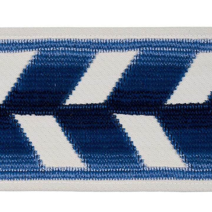 Chevron Strie Velvet Tape Lapis 80180 by Schumacher Designer Trim Cut & Patterned Velvets 3.6" - Swanky Fabrics -