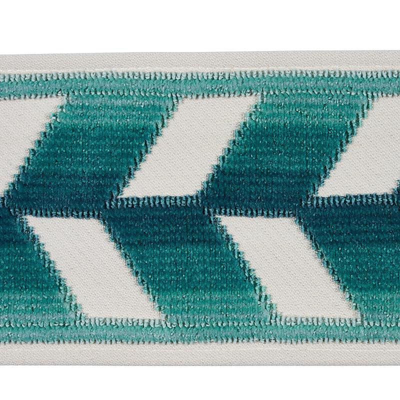 Chevron Strie Velvet Tape Peacock 80181 by Schumacher Trim Cut & Patterned Velvets 3.6" - Fabric Carolina -