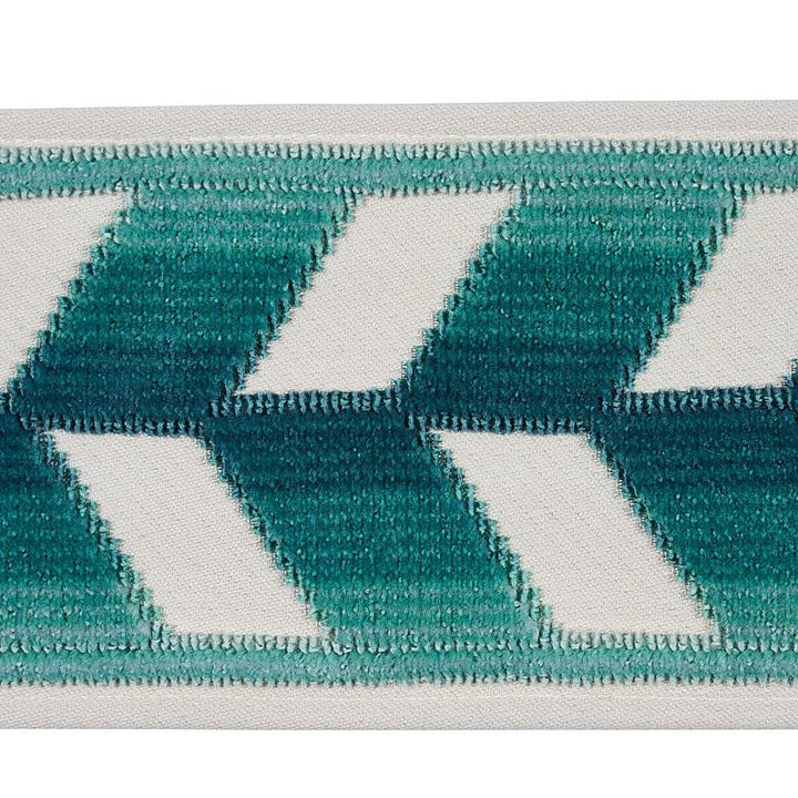 Chevron Strie Velvet Tape Peacock 80181 by Schumacher Trim Cut & Patterned Velvets 3.6" - Fabric Carolina -