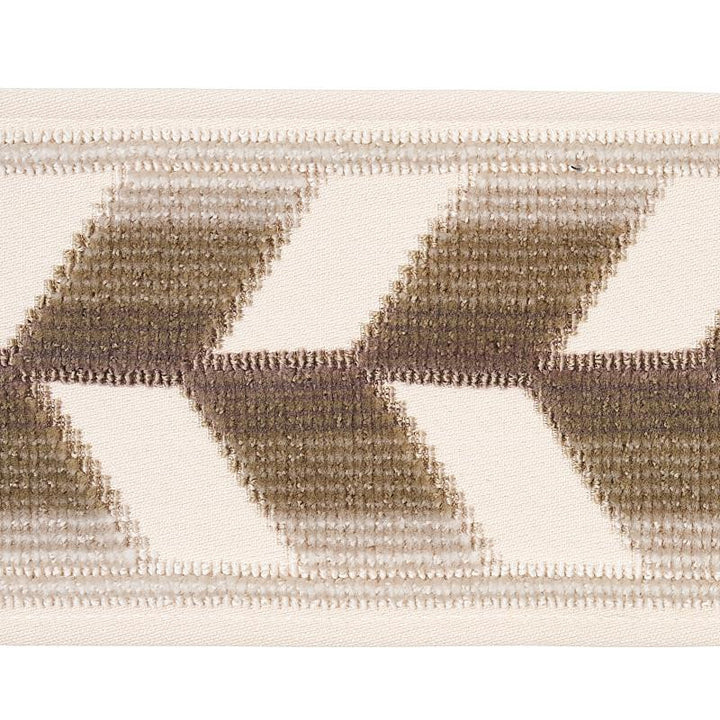 Chevron Strie Velvet Tape Stone 80184 by Schumacher Trim Cut & Patterned Velvets 3.6" - Fabric Carolina -