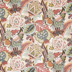 Zanzibar Linen Print Pink 173525 by Schumacher Fabric