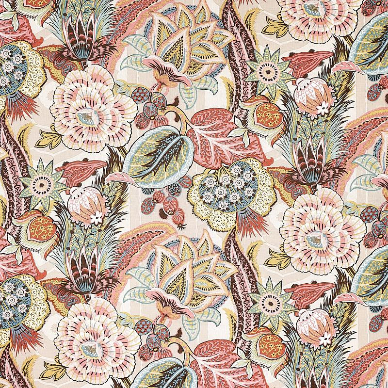 Zanzibar Linen Print Pink 173525 by Schumacher Fabric Schumacher Classics 29.0" - Fabric Carolina -
