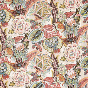 Zanzibar Linen Print Pink 173525 by Schumacher Fabric