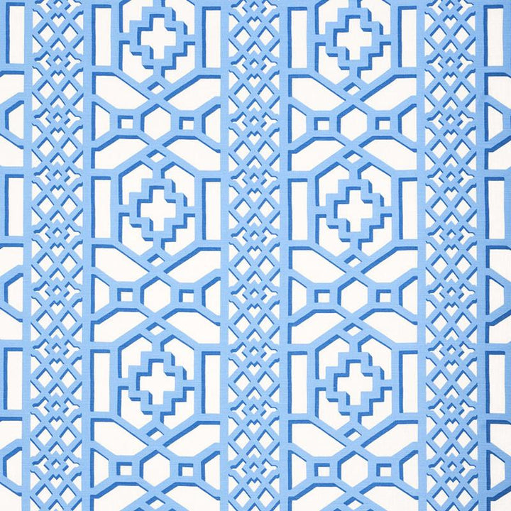 Zanzibar Trellis Blue 175748 by Schumacher Fabric Happy Together 13.5" - Fabric Carolina -