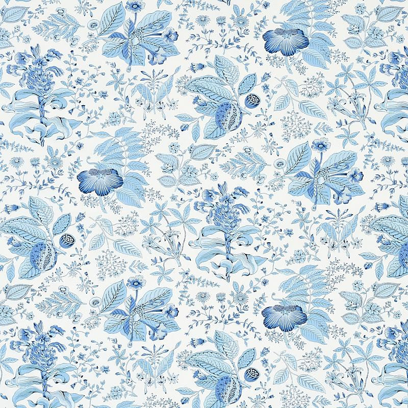 Pomegranate Botanical Blue 178124 by Schumacher Fabric Schumacher Classics 18.0" - Fabric Carolina -