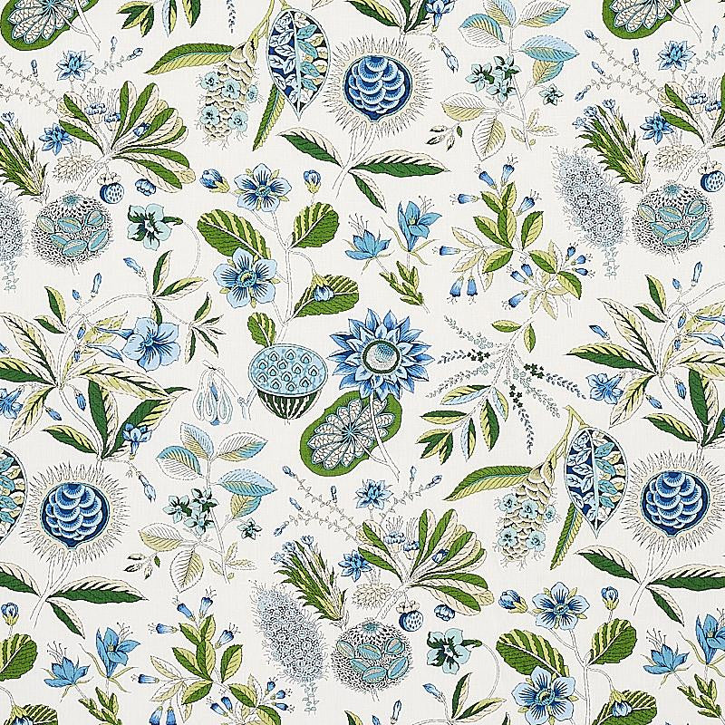 Roca Redonda Blue & Ivory 178773 by Schumacher Fabric Rhapsody In Blue 13.5" - Fabric Carolina -