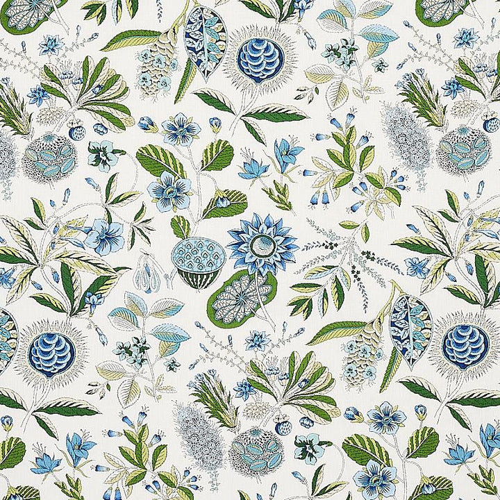 Roca Redonda Blue & Ivory 178773 by Schumacher Designer Fabric Rhapsody In Blue 13.5" - Swanky Fabrics -