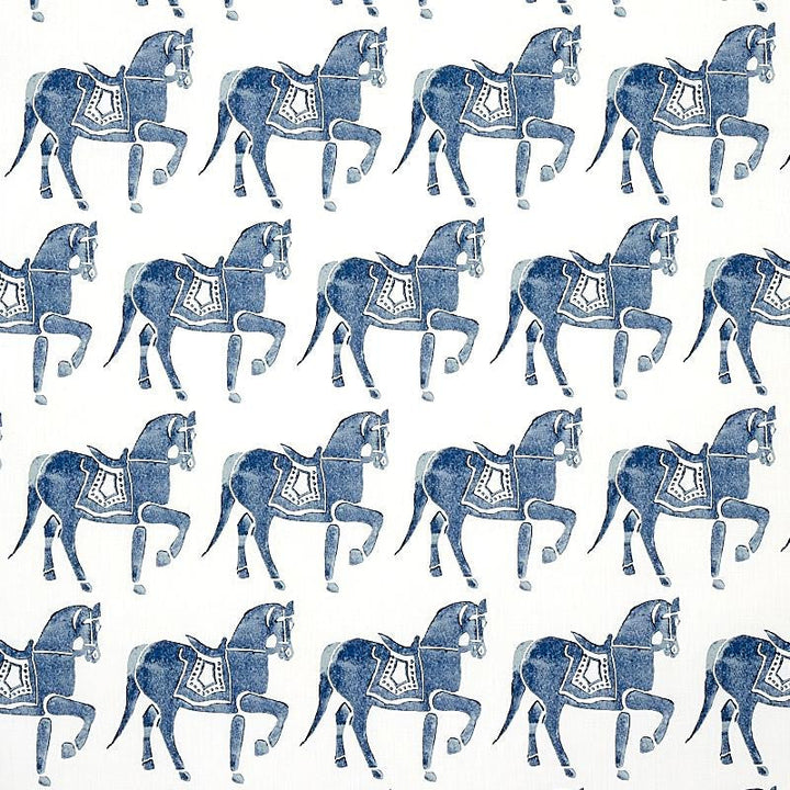 Marwari Horse Navy 179130 by Schumacher Designer Fabric Molly Mahon 6.75" - Swanky Fabrics -