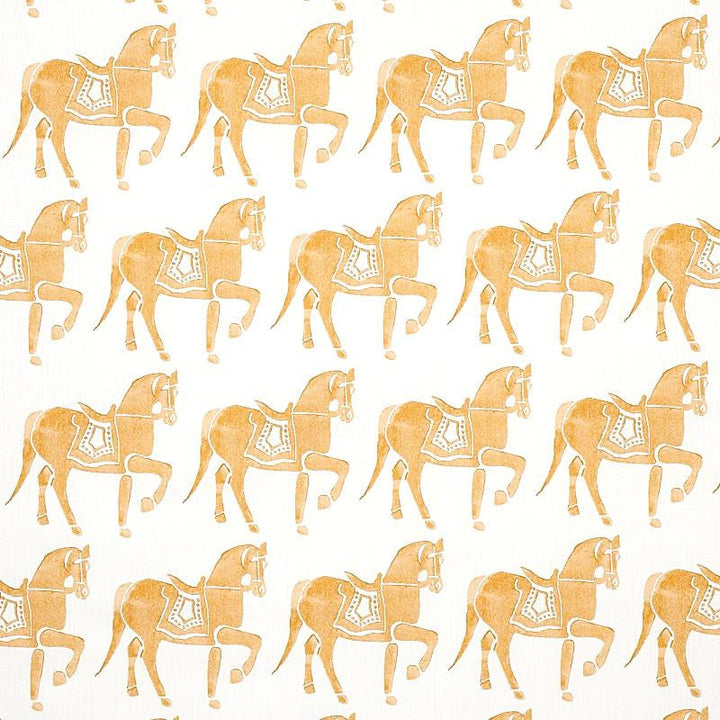 Marwari Horse Mustard 179131 by Schumacher Designer Fabric Molly Mahon 6.75" - Swanky Fabrics -