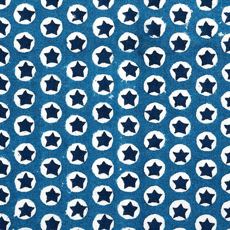 Tuk Tuk Hand Block Print Blue 179222 by Schumacher Fabric Molly Mahon 1.0" - Fabric Carolina -