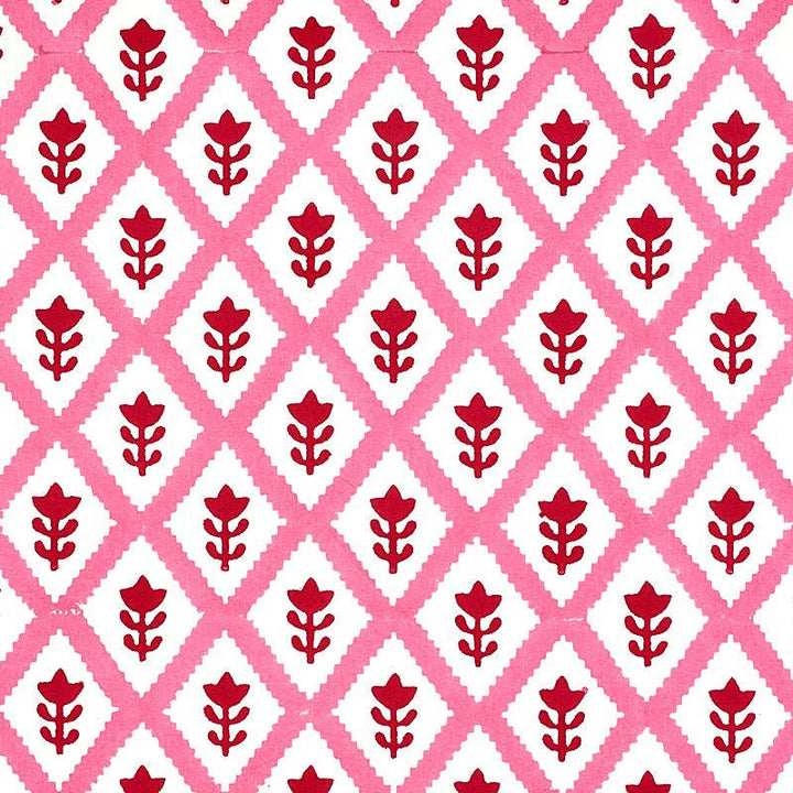 Buti Hand Block Print Pink 179231 by Schumacher Designer Fabric Molly Mahon 2.0" - Swanky Fabrics -