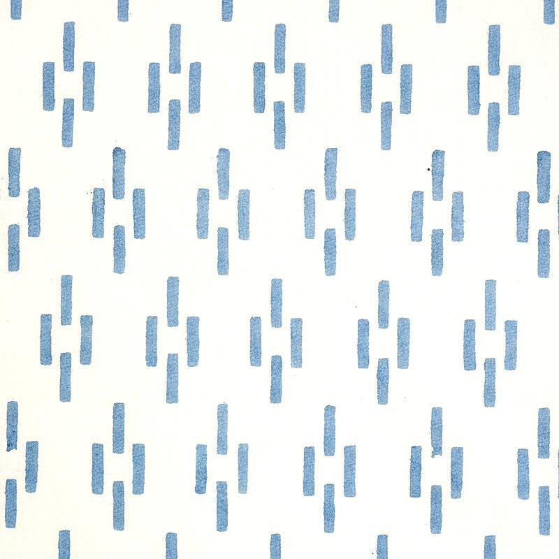 Dash Hand Block Print Blue 179251 by Schumacher Designer Fabric Molly Mahon 1.5" - Swanky Fabrics -