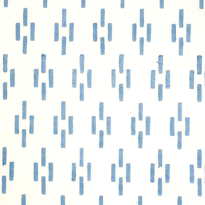 Dash Hand Block Print Blue 179251 by Schumacher Designer Fabric Molly Mahon 1.5" - Swanky Fabrics -