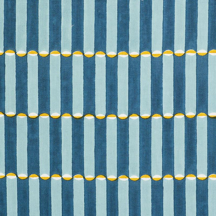 Luna Hand Block Print Blue & Turmeric 179281 by Schumacher Fabric Molly Mahon 1.75" - Fabric Carolina -
