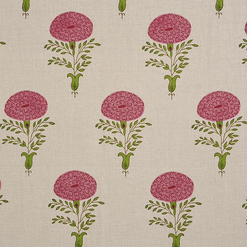 Marigold Hand Block Print Pink 179321 by Schumacher Fabric Molly Mahon 10.75" - Fabric Carolina -