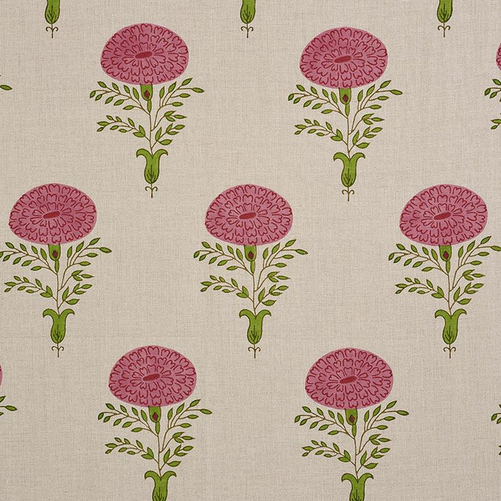 Marigold Hand Block Print Pink 179321 by Schumacher Fabric Molly Mahon 10.75" - Fabric Carolina -