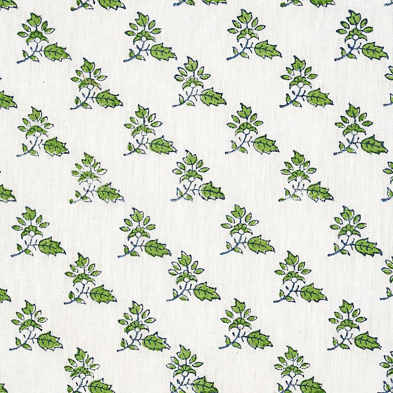 Torbay Hand Blocked Print Green 179330 by Schumacher Fabric Jacaranda 2.75" - Fabric Carolina -