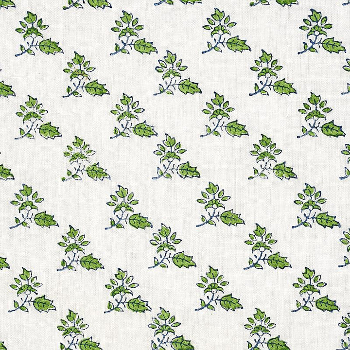 Torbay Hand Blocked Print Green 179330 by Schumacher Fabric Jacaranda 2.75" - Fabric Carolina -