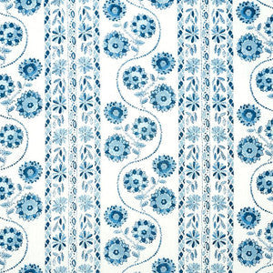 Zinnia Handmade Print Blue 179340 by Schumacher Fabric