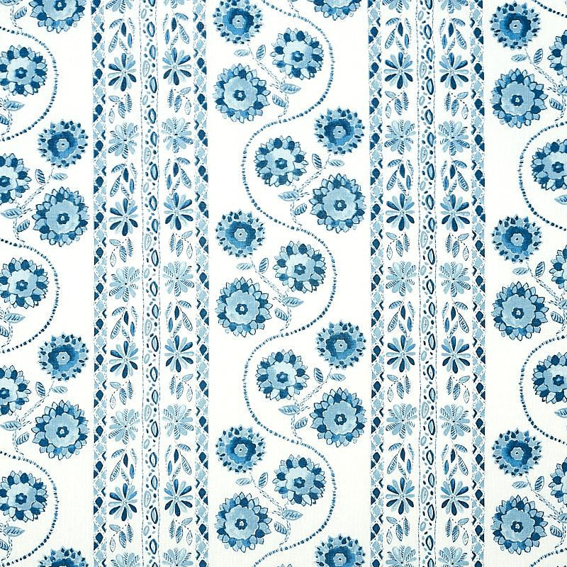 Zinnia Handmade Print Blue 179340 by Schumacher Fabric Jacaranda 18.0" - Fabric Carolina -