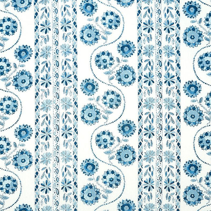 Zinnia Handmade Print Blue 179340 by Schumacher Fabric Jacaranda 18.0" - Fabric Carolina -